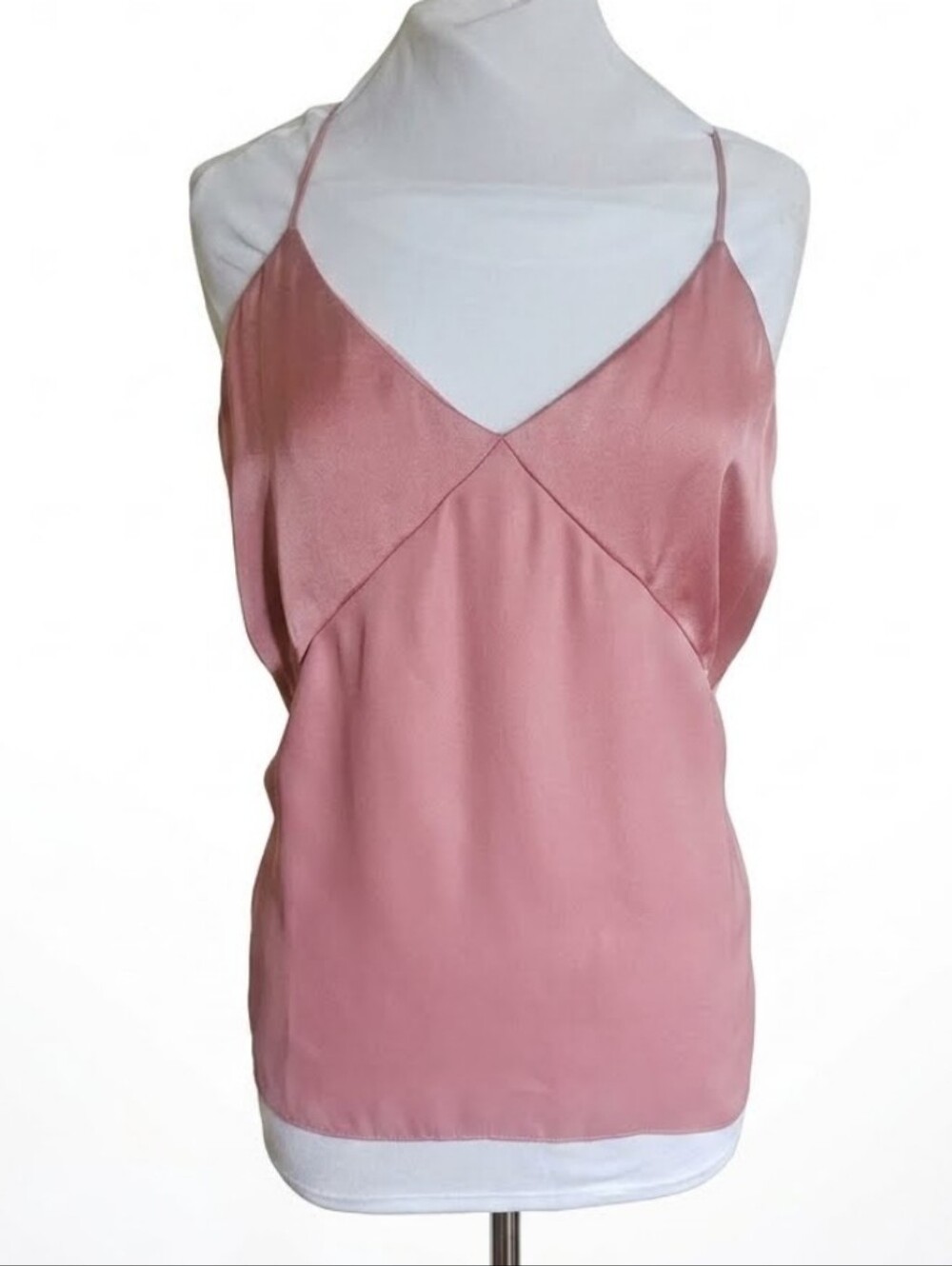 Express Dusty Rose Satin V-Neck Crossback Strap Cami Women's Sz XL